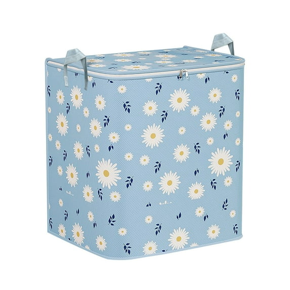 180L Blue Daisy Storage Bag, Large Capacity Foldable Organizer with Sturdy Zipper, Ideal for Clothes, Bedding, Quilts, Pillows & Seasonal Home Storage