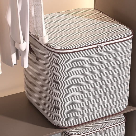 180L Foldable Storage Box with Double Zippers, Large Capacity Clothes Storage Container with Handle, Travel Bag Quilts Storage Basket for Clothes Quilts Blankets