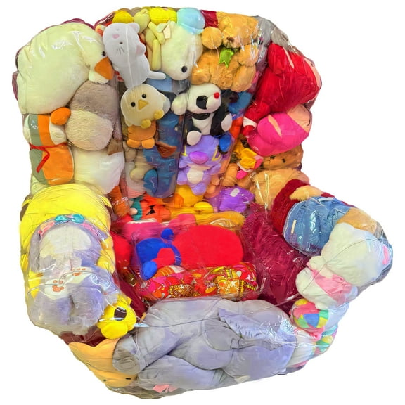 180L Stuffed Animal Storage Chair 27.6" Extra Large Zipper Closure Clear Bean Bag Chair Transparent Plush Toy Seat Cover for Playroom Kid Room