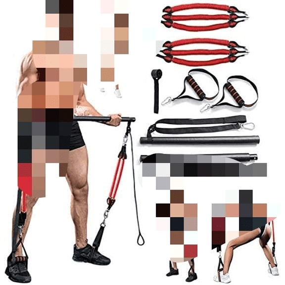 180LBS Adjustable Pilates Toning Bar Kit with Resistance Bands, Anti-Break, Full Body Dynamic Workout, Home Portable Gym$$Sport & Recreation Other