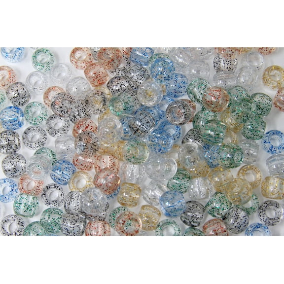180PC 10x12 mm PREMIUM Glitter Pony Beads, Multi-Colored Bracelet Cool Beads, Beads for hair Braids, Beads for Crafts, Plastic Beads, Hair Beads for Braids (GLITTER MIX)