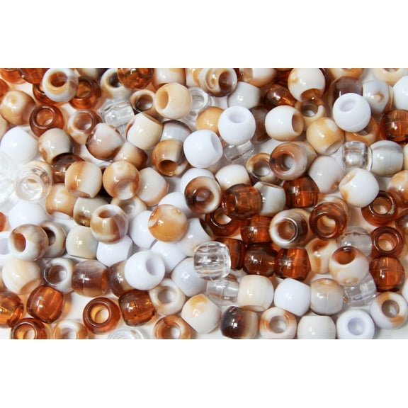 180PC 10x12 mm PREMIUM Wholesale Pony Beads, Multi-Colored Bracelet Cool Beads, Beads for hair Braids, Beads for Crafts, Plastic Beads, Hair Beads for Braids (MARBLE BROWN)
