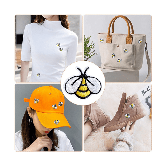 180PCS Bee Embroidered Patches,Cute Bumble Iron on Applique Sewing Patches for Clothes DIY