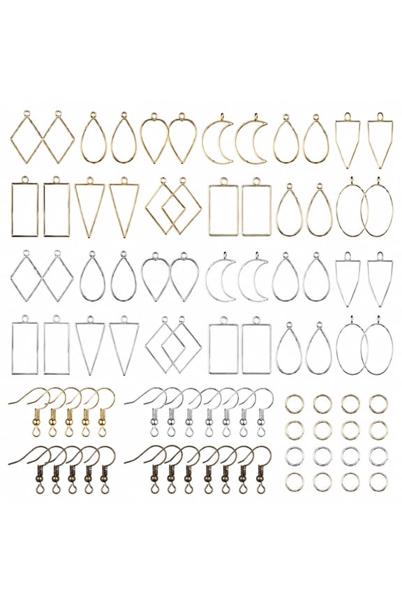 180PCS Hollow Frame Pendants for Resin, 10 Styles 3 Colors Metal Open Bezels for Resin, Geometric Resin Jewelry Molds for DIY Earrings, Necklaces, Keychains & Pressed Flower Crafts