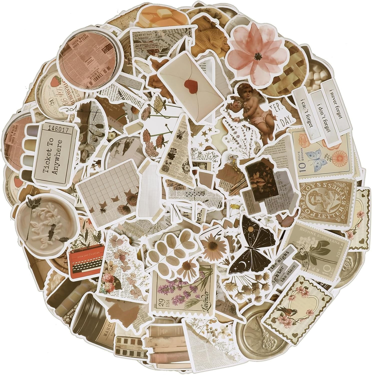 180PCS Vintage Aesthetic Stickers, Waterproof Old Antique Scrapbook ...