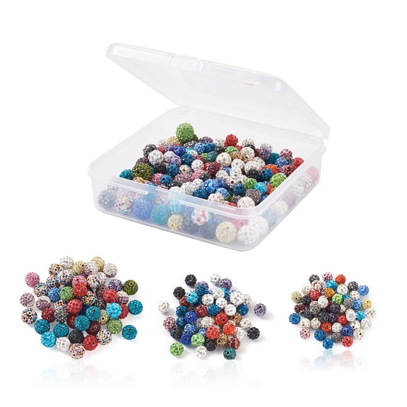 180Pcs 3 Style Polymer Clay Pave Rhinestone Beads Disco Ball Beads Round Mixed Color 60pcs/style DIY