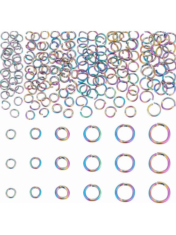 About 180Pcs 6 Sizes Rainbow Color 304 Stainless Steel Open Jump Rings Round Ring Inner Diameter 2.5~7mm Open Jump Rings Metal Rings for Bracelet Necklace Jewlery Making