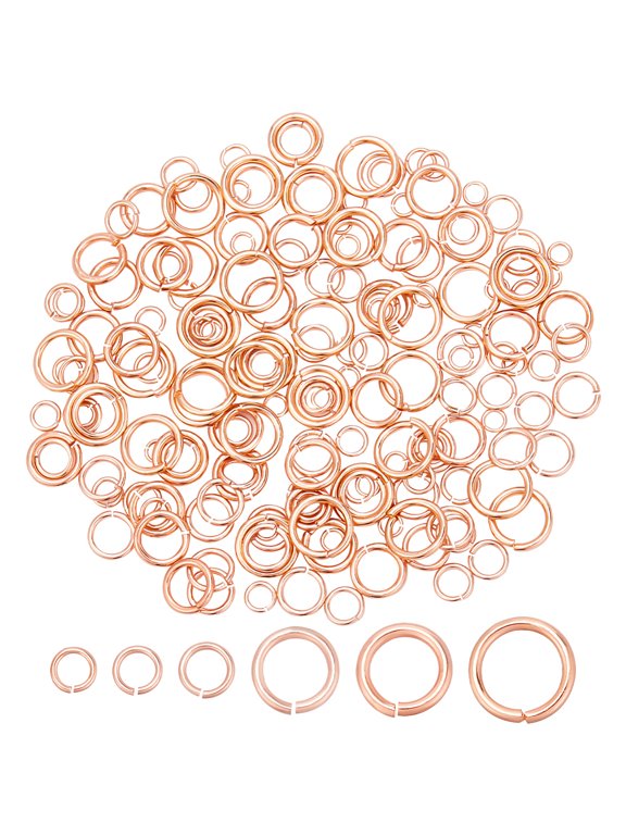 180Pcs 6 Styles Brass Open Jump Ring Round Rose Gold 18 Gauge~24 Gauge 3~8x0.5~1mm Inner Diameter: 2~6mm 30pcs/style for DIY