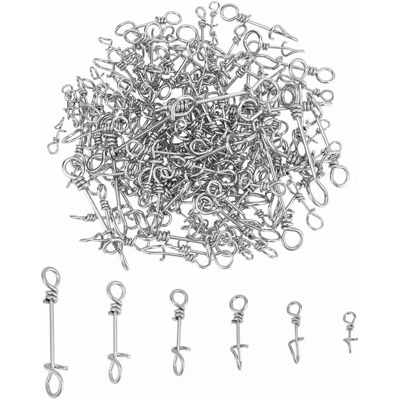 180Pcs 6 Styles Fishing Clip Fast Snaps Fly Fishing Snaps Stainless Steel Quick Change Lure Snaps Fast Snap Lure Connecto Fast Easy Fly Hook Snap for DIY handcrafting