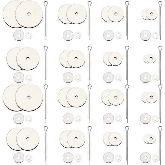 180Pcs 8 Sizes Wooden Joint and Fibreboard Disks 8-24mm Rotatable Joints Cotter Pin DIY Dolls Accessories for Amigurumi Crochet Bear DIY Crafts DIY
