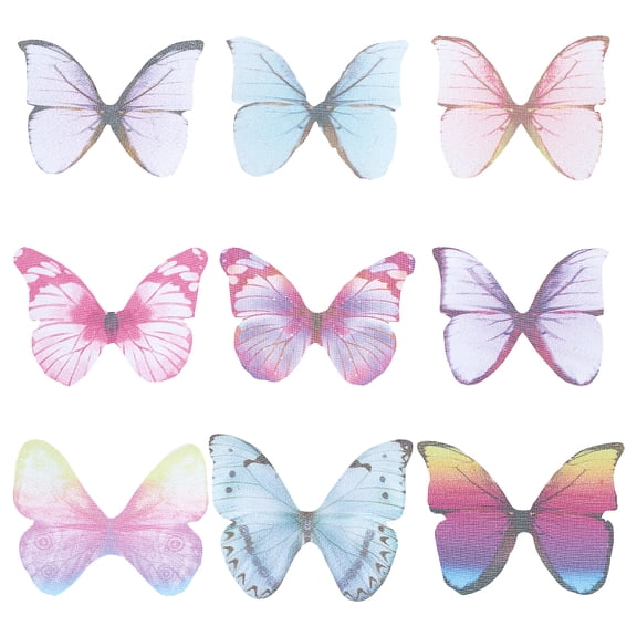 180Pcs 9 Style Two Tone Polyester Fabric Wings Crafts Decoration for Jewelry Crafts Earring Necklace Hair Clip Decoration 33~37x40~43mm 20pcs/style