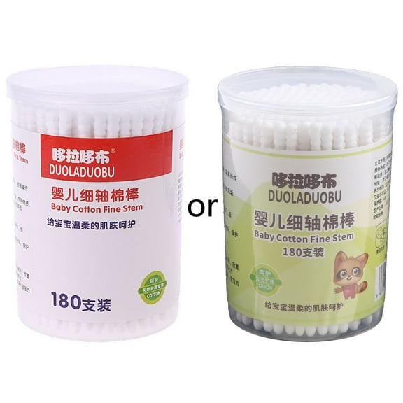180Pcs Baby Swabs Cotton Double End Swab Disposable Thin Stick Cleaning Tools