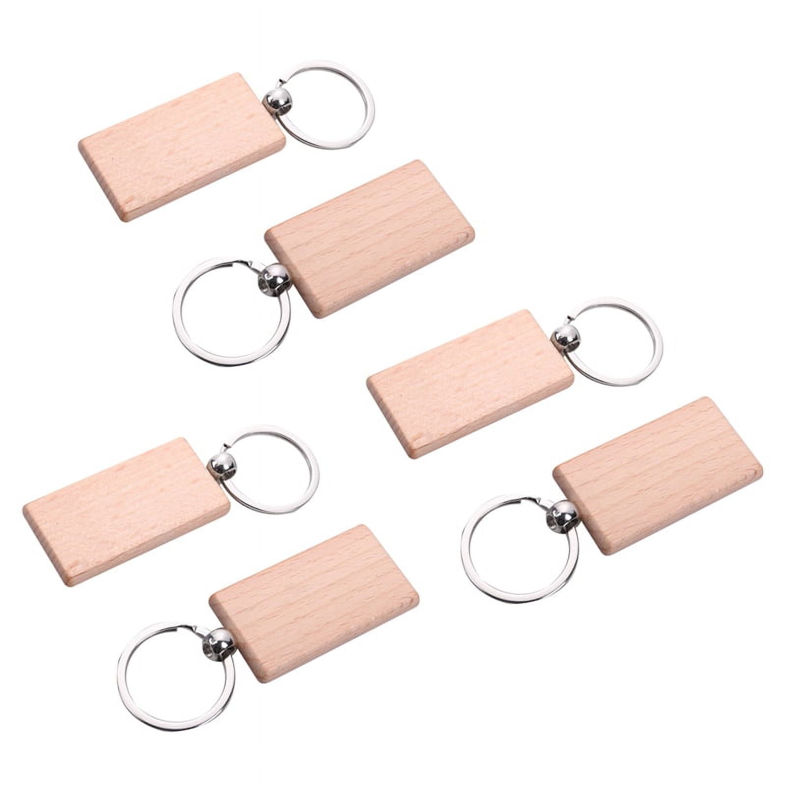 180Pcs Blank Rectangle Wooden Key Chain DIY Wood Keychains Key Tags Can Engrave DIY Gifts