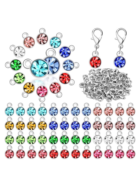 180Pcs Crystal Birthstone Charms DIY Bead Pendant for Making Jewelry Accessories