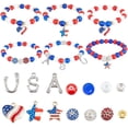 thumbnail image 1 of 180Pcs DIY 6 Sets USA Bracelets American Flag Charms Beading Bracelet Making Kit 10mm Red Blue White Beads 4th of July Rhinestone Patriotic Charms for Jewelry Making Kits, 1 of 6
