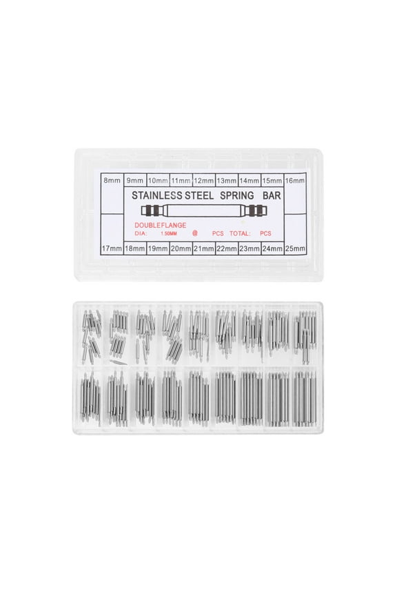 180Pcs Durable Watch Repair Kit Watch Kit Bag Watch Strap Band Spring Bar Link Pin Remover Tool Repair Tools for Home Watchmaker (8MM-25MM Silver)