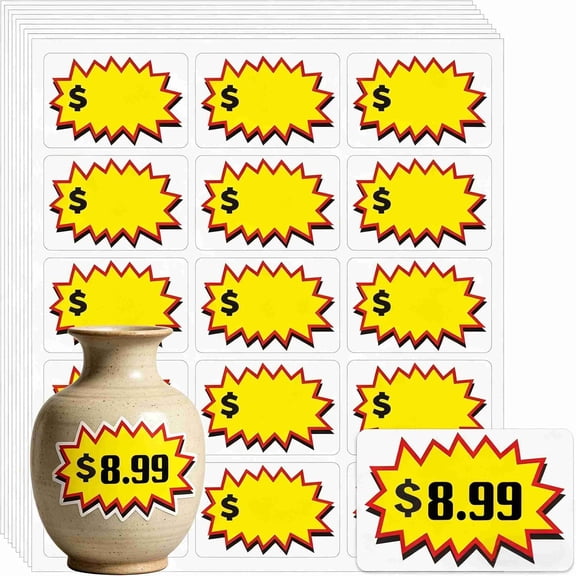 180Pcs Garage Sale Stickers, Removable Adhesive Yard Sale Price Stickers with Writable Space for Prices, Ideal for Retail, Flea Markets, Annual Community Garage Sales(Yellow)