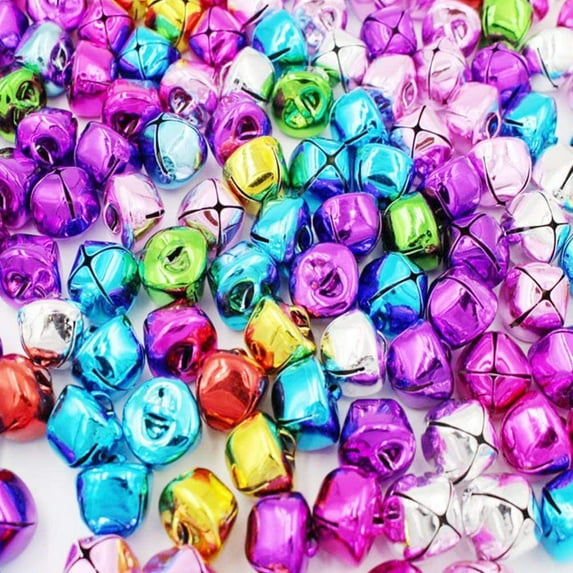 180Pcs Jingle Bells Colorful Bells for Crafts, 30mm Small Cross Bells Bulk with 3 x 25m Red Ropes, Christmas Bells DIY Craft Accessories Party Decor ( Mixed Color )