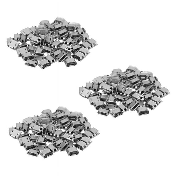 180Pcs Micro-USB Type B Female 5 Pin SMT Placement SMD DIP Socket Connector,180 x 5Pin Female SMT Socket Connector,SILVER