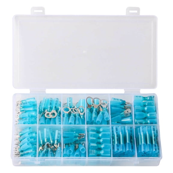 180Pcs Mix Heat Shirnk Spade Ring Bullet Electrical Wire Connector Terminal Blue