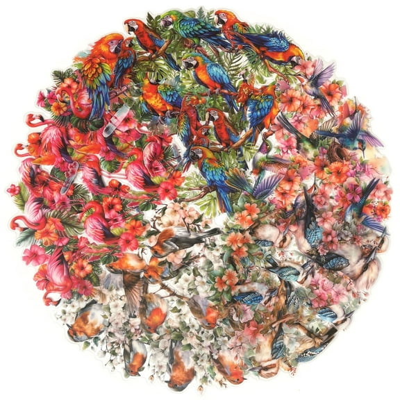 180PCS Watercolor Bird Flower Stickers for Scrapbooking – Clear Nature Wildlife Sticker with Hummingbirds,Flamingos,Robins,Parrots – Aesthetic Vintage Botanical Decals for Journals,Art Crafts,Planner