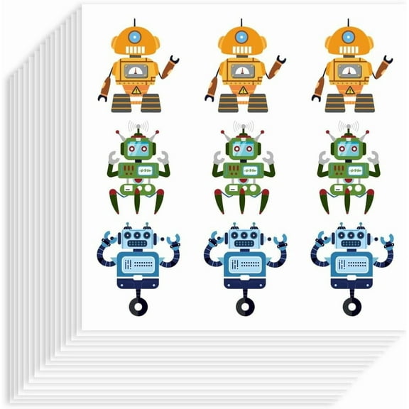 180Pcs Robot Stickers 90x90mm Self-Adhesive Paper Decorative Stickers Waterproof Cartoon Robot Planner Decals