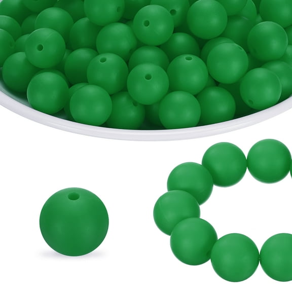 180Pcs Silicone Beads 9mm Round Rubber Focal Beads Bulk for Pens Keychain Bracelet Necklace DIY Crafts Making, Christmas Green