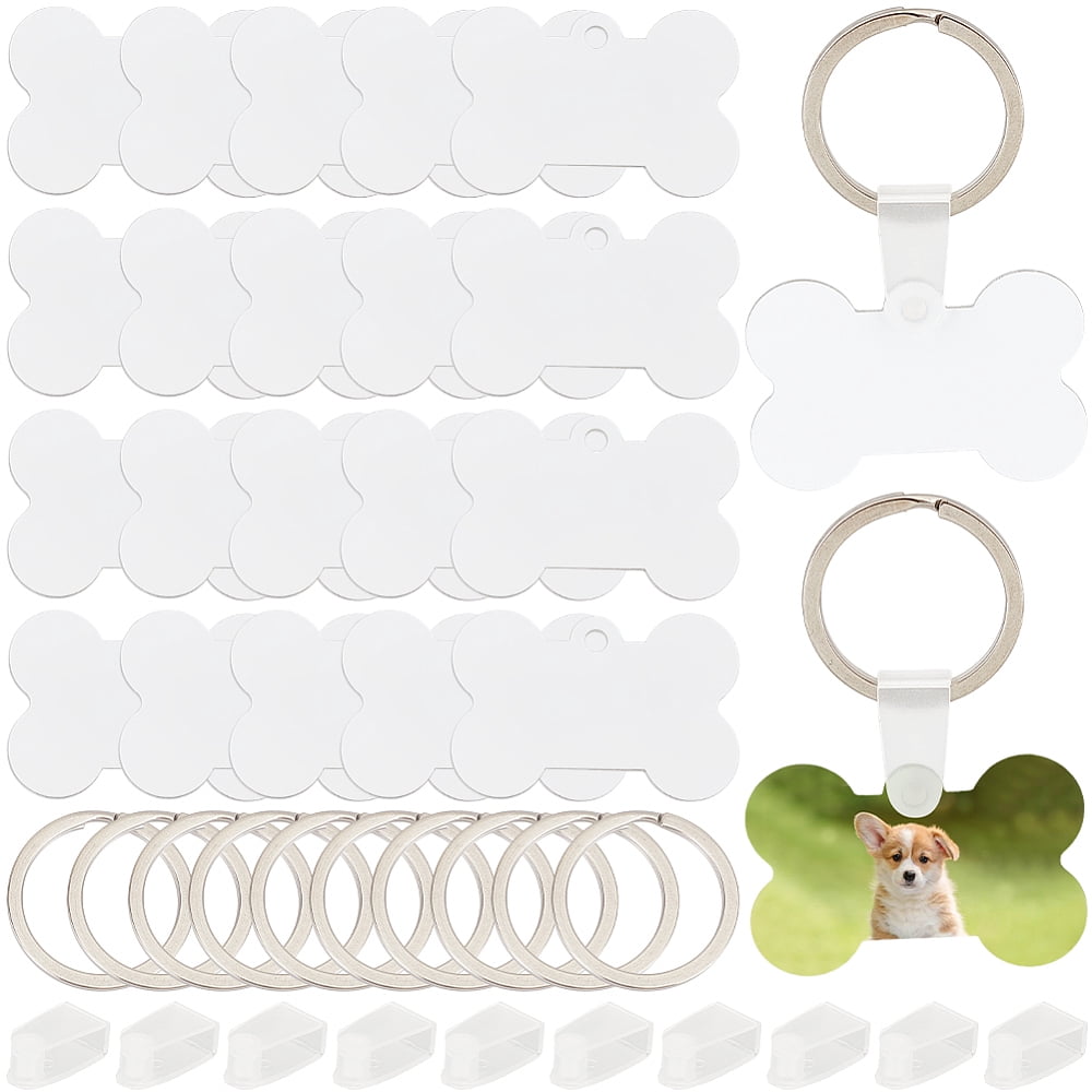 180Pcs Sublimation Keychain Blanks Bulk Sublimation Blank Key Chains Double Sided Heat Transfer Bone Shaped Ornament Blank Aluminum Tag Pendants for