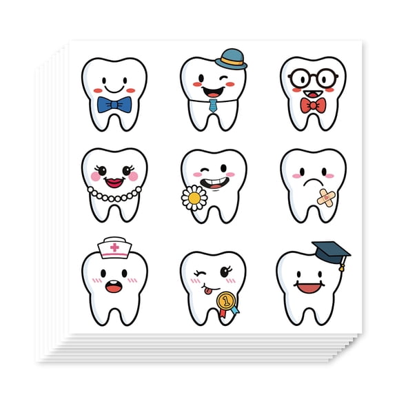 180Pcs Teeth Planner Stickers Self-Adhesive Decals Cute Cartoom Teeth Stickers for Planner Calendar Scrapbook Crafting Arts Gift Bag Seal Decor