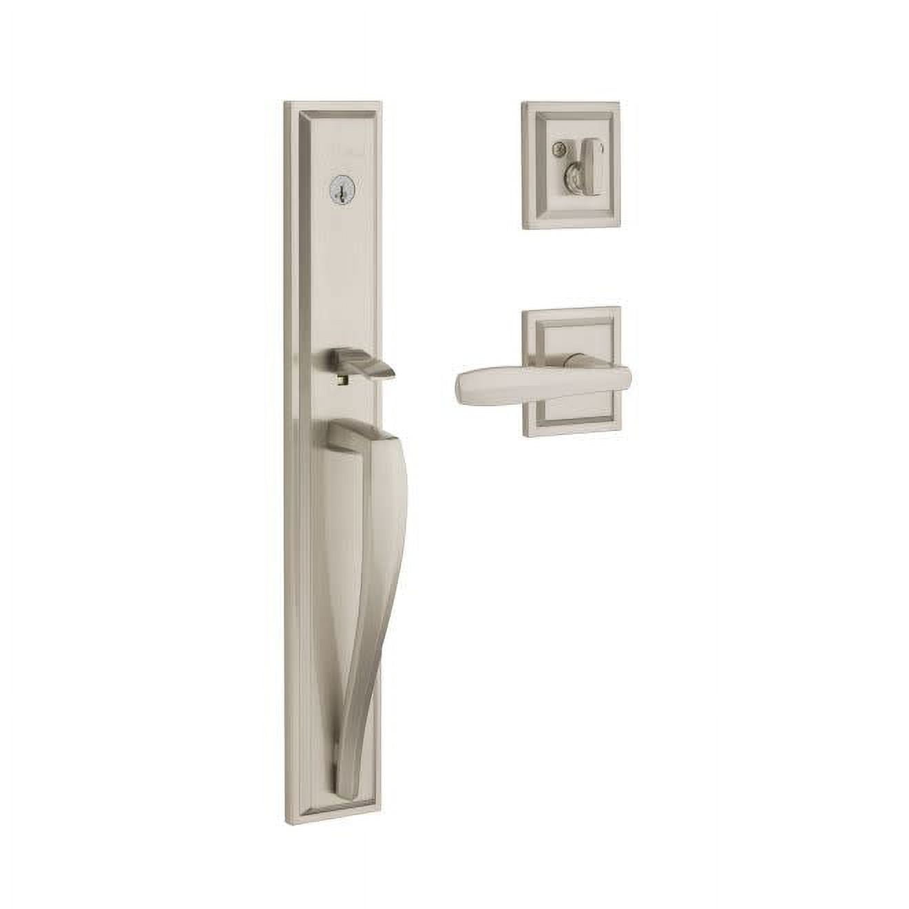 Satin Nickel Modern Door Handleset with Deadbolt
