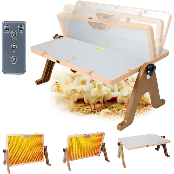 180W Chicken Coop Heater Energy-Efficient Winter Heating, Safer Alternative to Brooder Lamps,Heater with 2 Heating Plates for Chick Kitten Puppy Pets (Brown)