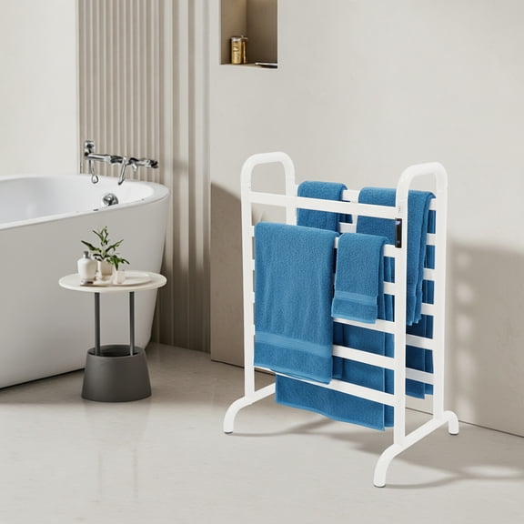 180W Electric Towel Warmer Rack with Smart LED Display, Double-Row 12-Bar Floor-Standing Heated Towel Dryer Rack, Adjustable Temperature & Timer, for Bathroom, Home, Spa, Hotel