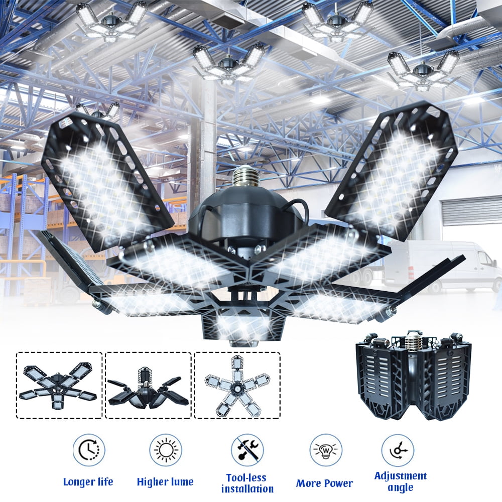 180W LED Garage Lights,18000LM 6500K LED Garage Ceiling Lights with 10+1 Deformable Adjustable Panels,Super Bright LED Lights for Garage E26/E27,1PACK