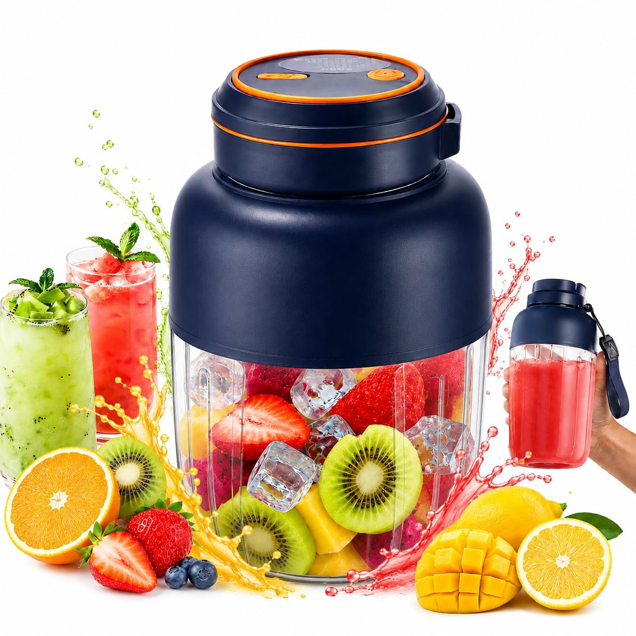 180W Portable Wireless Juicer Cup – 28/45 Oz Blender with 38 Blades, USB Rechargeable for Smoothies, Fruits & Vegetables
