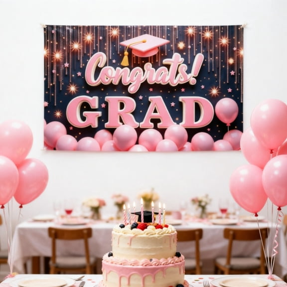 180X110cm Decorative Banner Class Of 2026 Graduation Party Congrats Grad Banner Background Graduation Photo Booth Banner for High School College Prom Graduations Party Outdoor Indoor