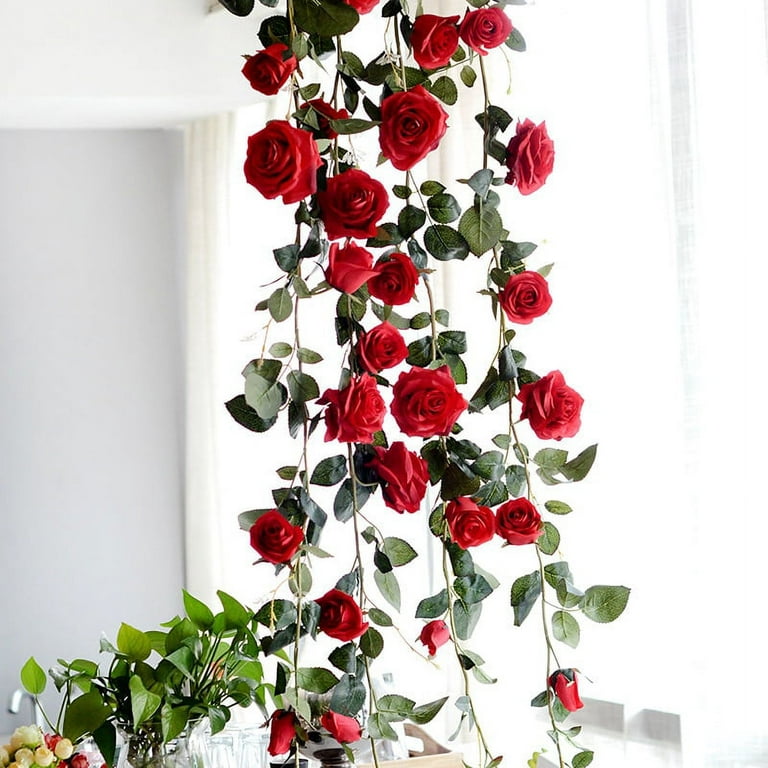 Artificial Flower Pole Iron Wire Silk Roses Fake Leaf For Wedding Home  Decor DIY