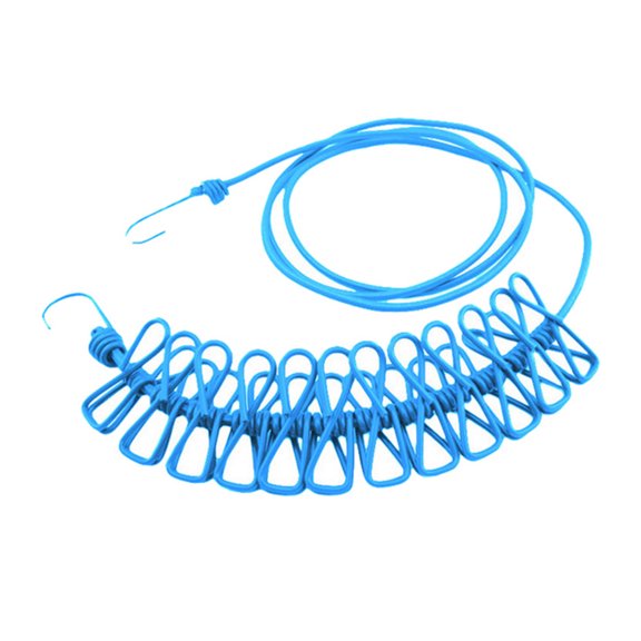 180cm Portable Clothesline, Windproof Stretchy Retractable Laundry Clothes Adjustable Clothesline with 12 Clips for Outdoor Indoor Travel Camping