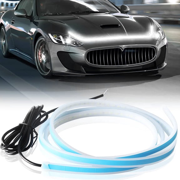 180cm.Start Scan Dynamic WHITE BLUE LED DRL Hood Light Strip Daytime Running DRL
