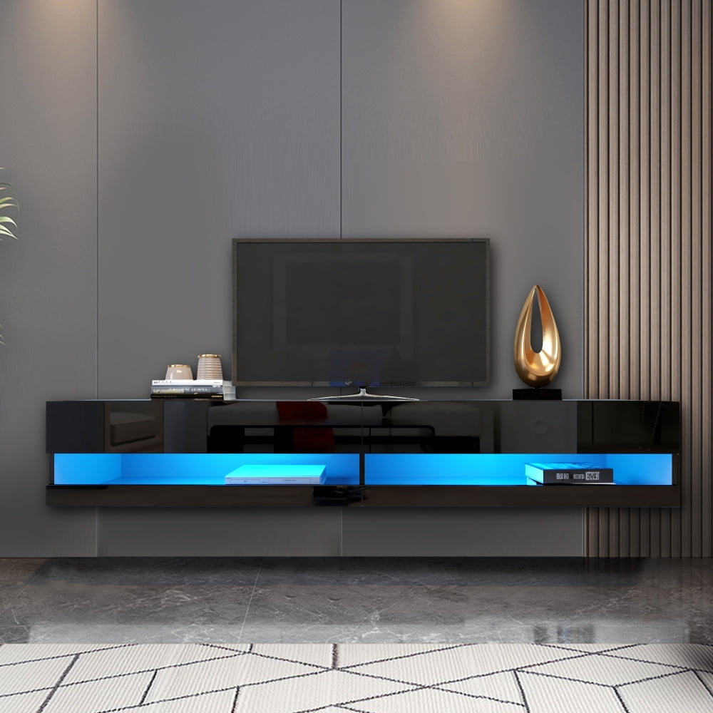 Modern 180cm TV Unit Cabinet TV Stand High Gloss Doors With Free LED