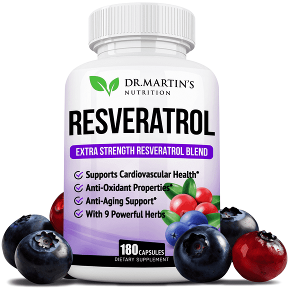 180ct Resveratrol 1568mg 3 Months Supply | Antioxidant Supplement | Natural Trans-Resveratrol Pills | For Anti-Aging, Skin & Heart Health, Immune System & Brain Function