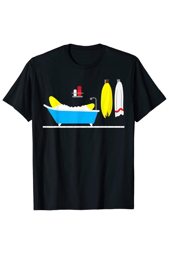 180g 100%cotton single-sided printed crew neck Men T-Shirt Banana Bathtub Bathing Cartoon Fun Gift T-Shirt