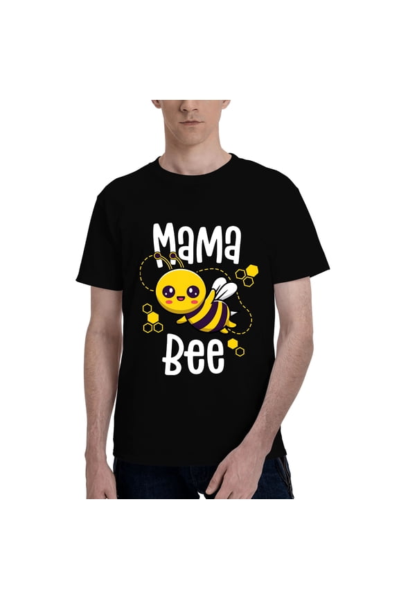 180g Cotton T-Shirt - 'Mama Bee' Graphic Print (Black/White, Unisex, S-5XL)