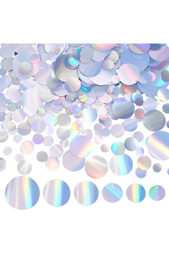 180g Loose Sequins 6 Style Flat Round Large Sequins Iridescent PVC Plastic Paillette Embellishment Sequins for DIY Sewing Embroidery Earrings Crafts Ornament Accessories