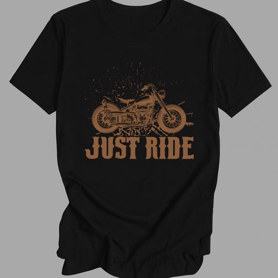 180g T-Shirt for Men Vintage Graphic Heavyweight Casual Loose Fit Short Sleeve Round Neck Men'S 100% Motorcycle Just Ride