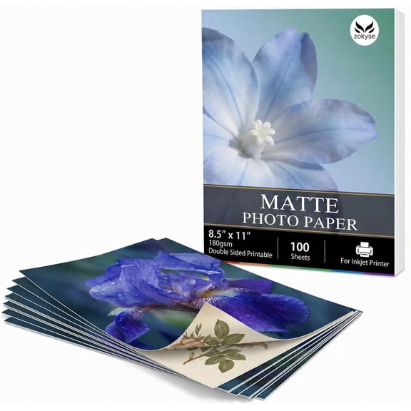 180gsm Double Sided Matte Printer Paper for Inkjet Printer, 8.5x11 Heavyweight Matte Two Sided Photo Paper for Menus, Presentations, Booklets, Flyers & Small Business Printing, 100 Sheet