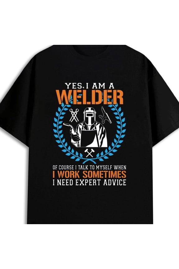 180gsm T-Shirt for Men Funny Casual Gift - Men's Welder Humor T - Shirt Funny Jokes Gift for Welders - 180gsm Black Casual Workwear Tee with