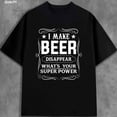 thumbnail image 1 of 180gsm T-Shirt for Men Funny Casual Short Sleeve Round Neck Print Gift - Men's Funny Beer Power T Black with Phrase Print, 1 of 7