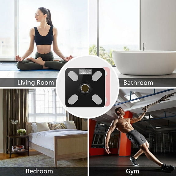 180kg/396lb Digital Bathroom Scale Toughened Glass Electronic Weight Scale, Black