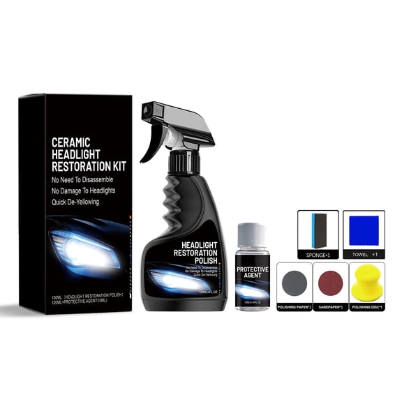 180ml Car Headlight Restoration Kit Headlight Cleaner For Yellowing Removal Stain Cleaning Polishing And Brightening