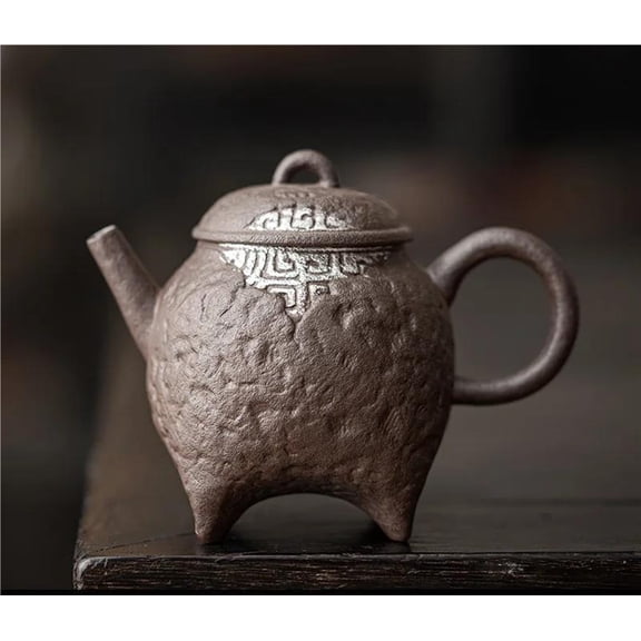 180ml Retro Rock Mud Teapot Handmade Bronze Glazed Pot Chinese Tea Making Kettle With Ball Hole Kung